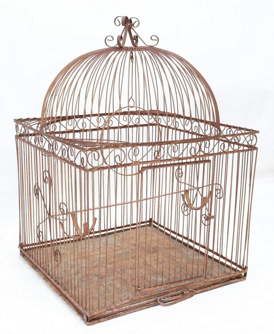 WROUGHT IRON SCROLLWORK DOME TOP BIRD CAGE (1 of 3)
