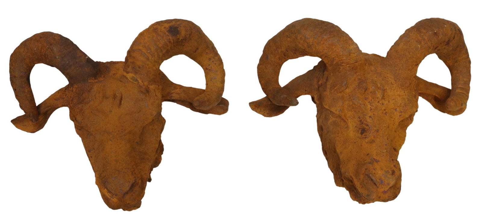 (2) DECORATIVE WALL-MOUNTED CAST IRON RAMS' HEADS (1 of 2)