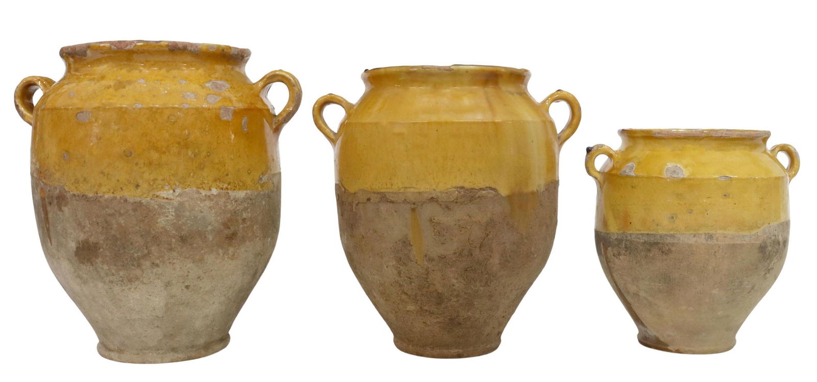 (3) FRENCH GLAZED EARTHENWARE CONFIT HANDLED JARS (1 of 2)
