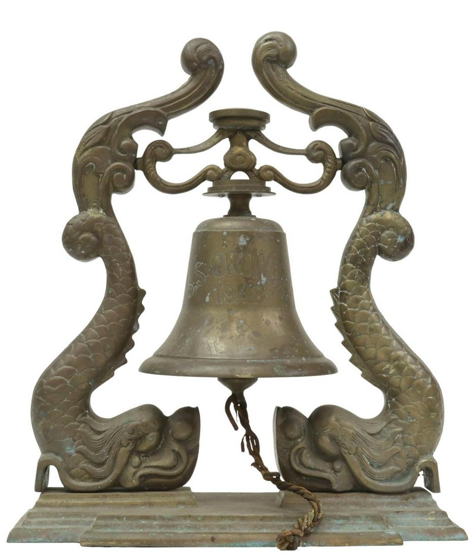 NAUTICAL BRASS S.S. ORONSAY SHIP'S WARDROOM BELL (1 of 5)