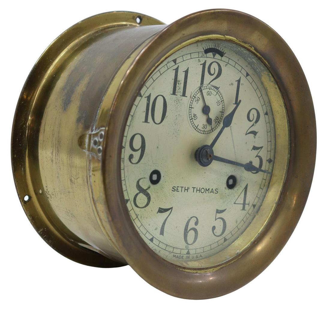 Seth Thomas Brass Ships Bells Clock