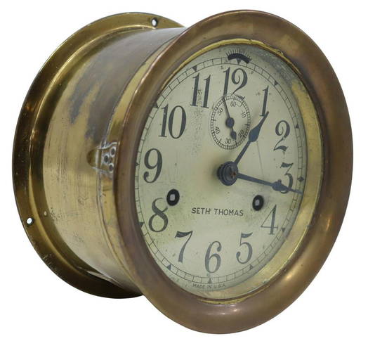 Seth Thomas Brass Ships Bells Clock