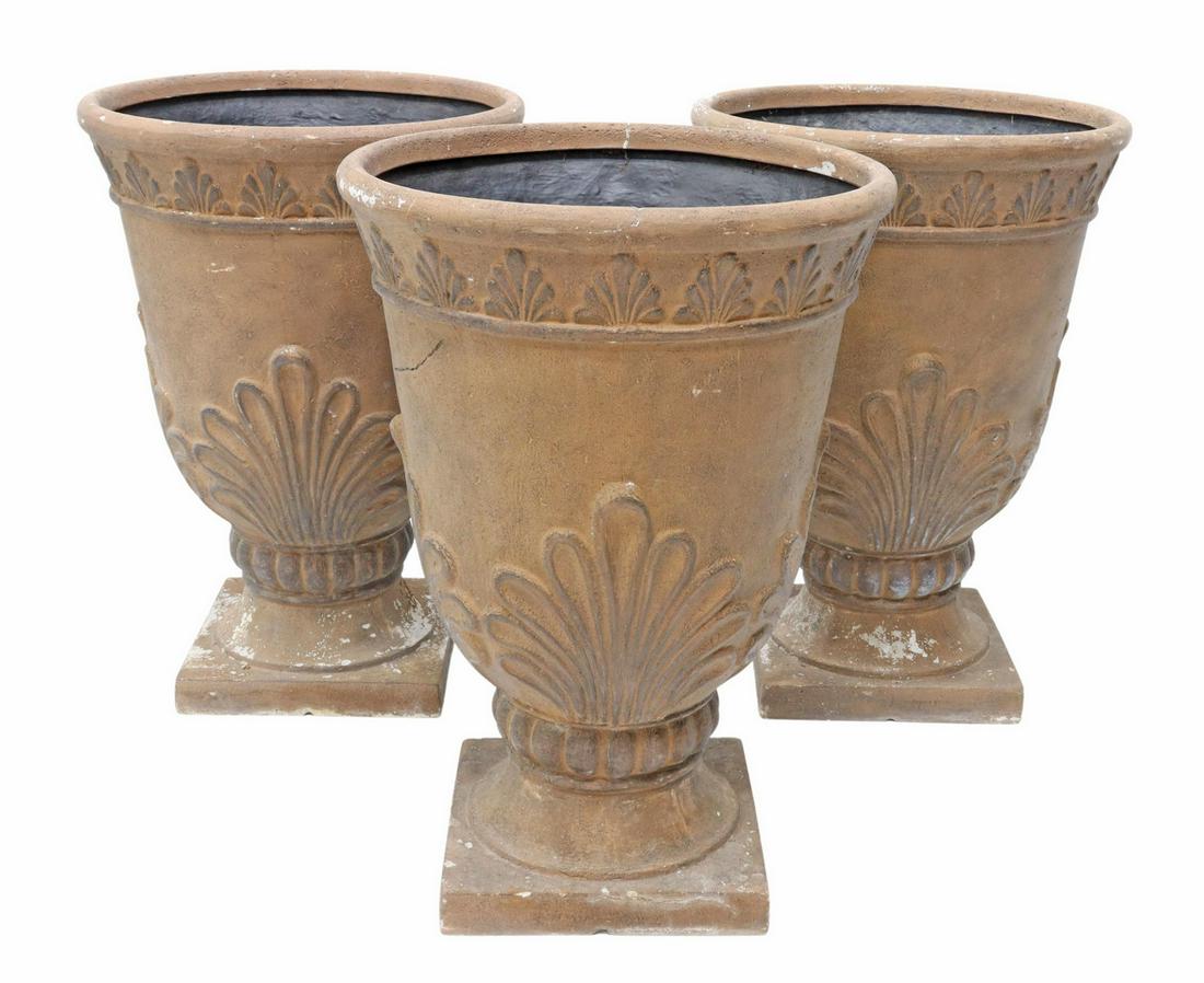 (3) LARGE CAST RESIN GARDEN URN PLANTERS (1 of 3)