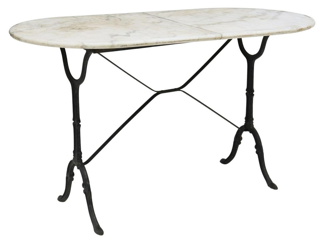 FRENCH PARISIAN MARBLE-TOP CAST IRON BISTRO TABLE (1 of 4)