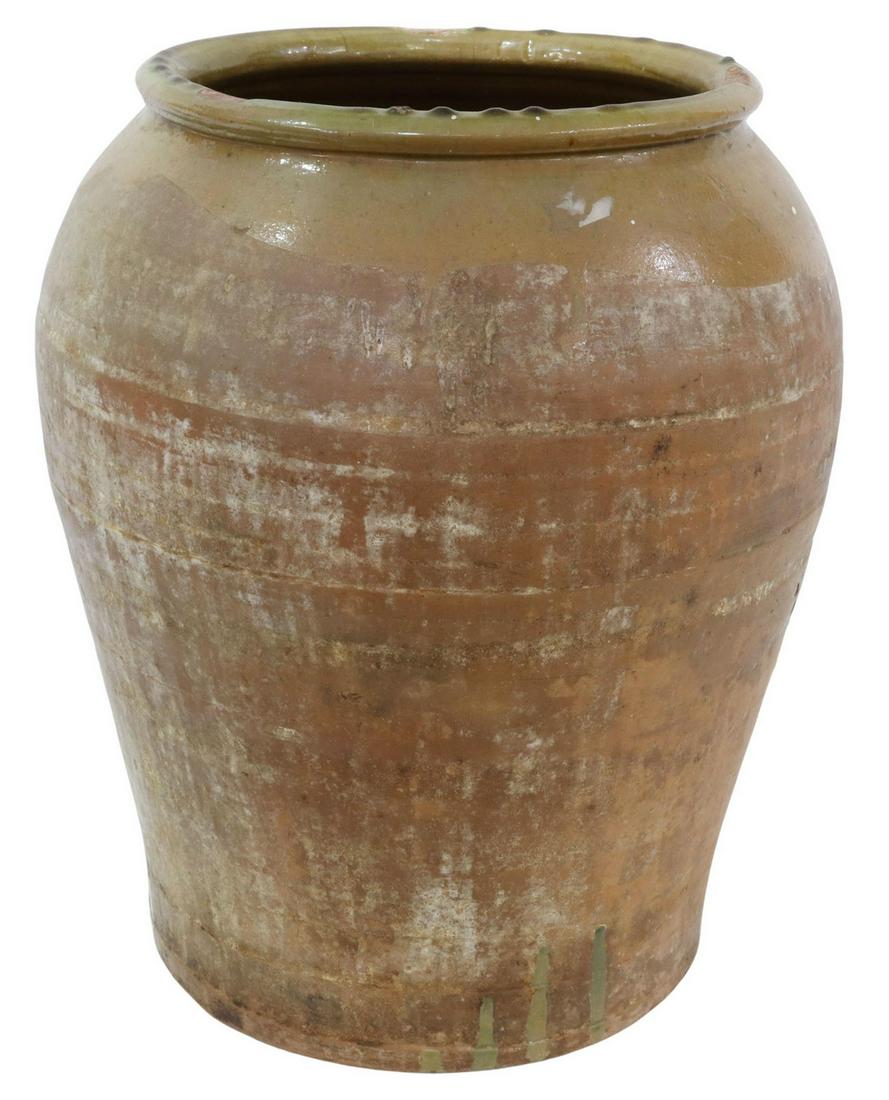LARGE FRENCH GLAZED EARTHENWARE JAR (1 of 2)