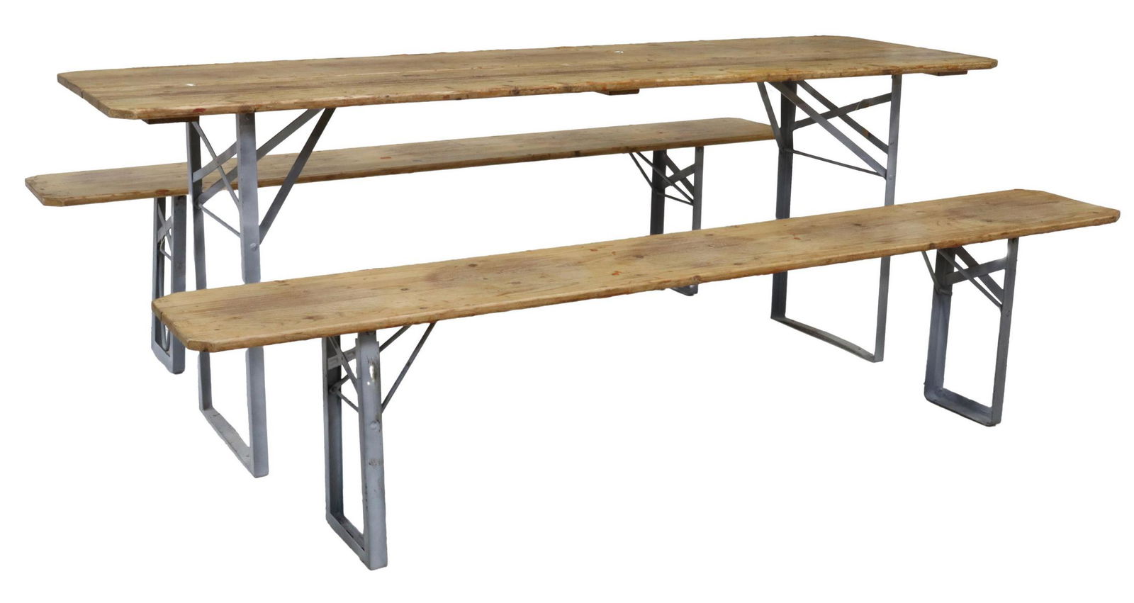 (3) ENGLISH RUSTIC WAXED PINE BAR TABLE & BENCHES (1 of 3)