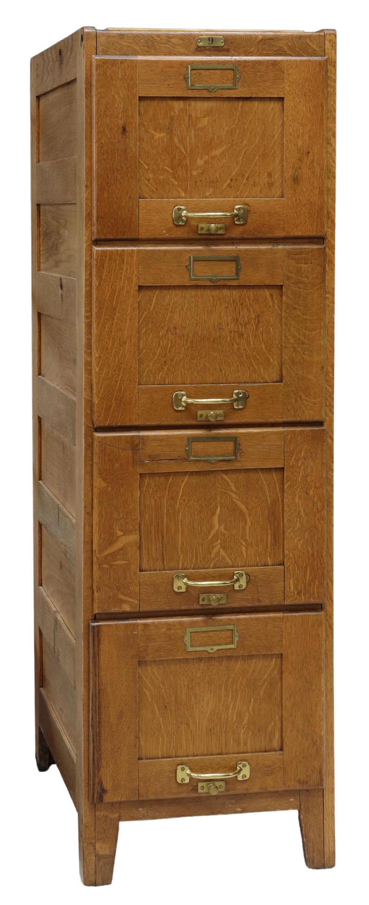 AMERICAN OAK FOUR-DRAWER FILE CABINET (1 of 4)
