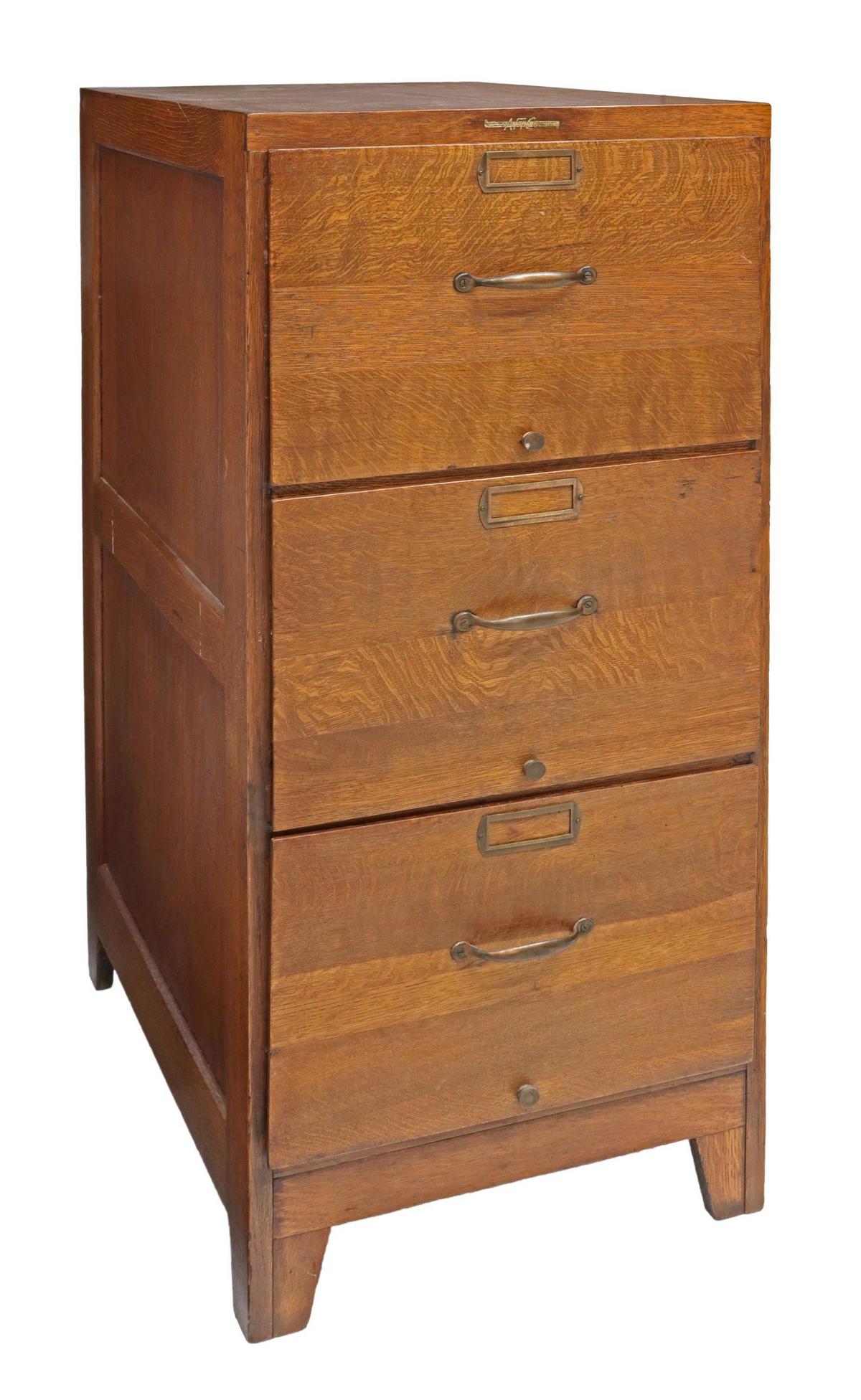 AMERICAN OAK THREE-DRAWER FILE CABINET (1 of 6)