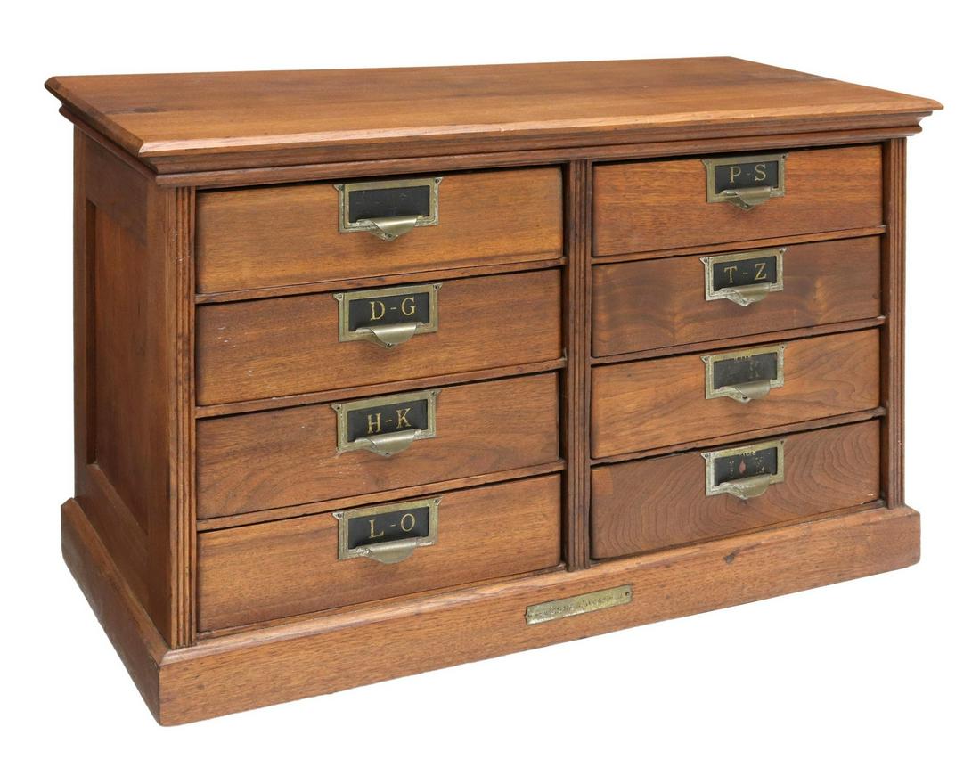 AMERICAN OAK TABLETOP CARD CATALOG CABINET (1 of 6)