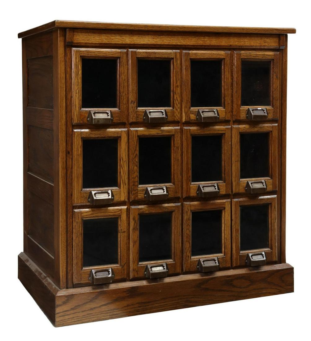 OAK CARD CATALOG STYLE CABINET (1 of 5)
