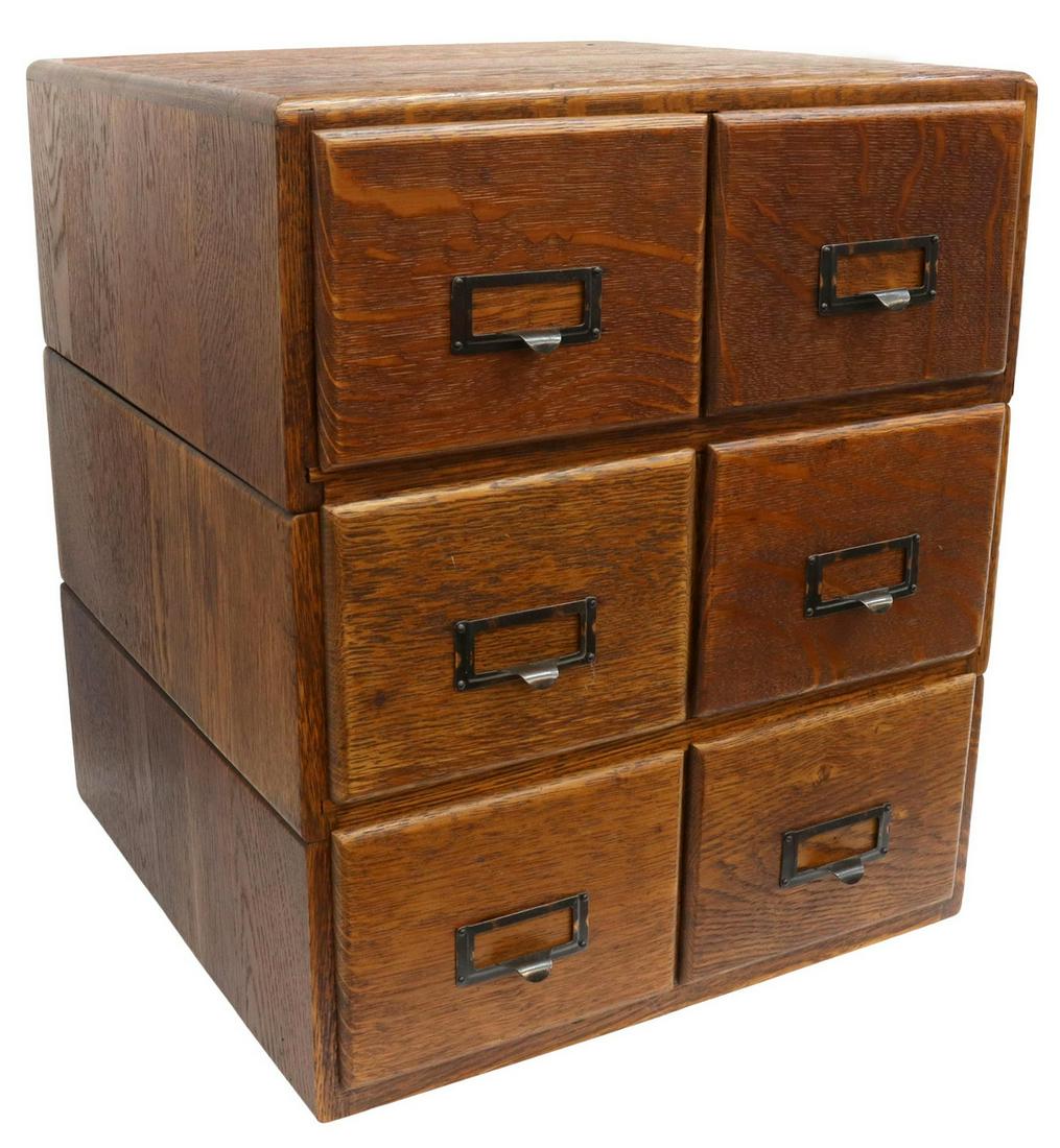 AMERICAN OAK TABLETOP CARD CATALOG CABINET (1 of 3)