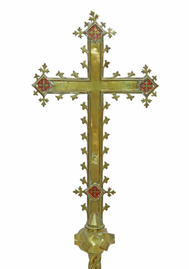 RELIGIOUS BRASS PROCESSIONAL CROSS, 82.5"L (1 of 3)