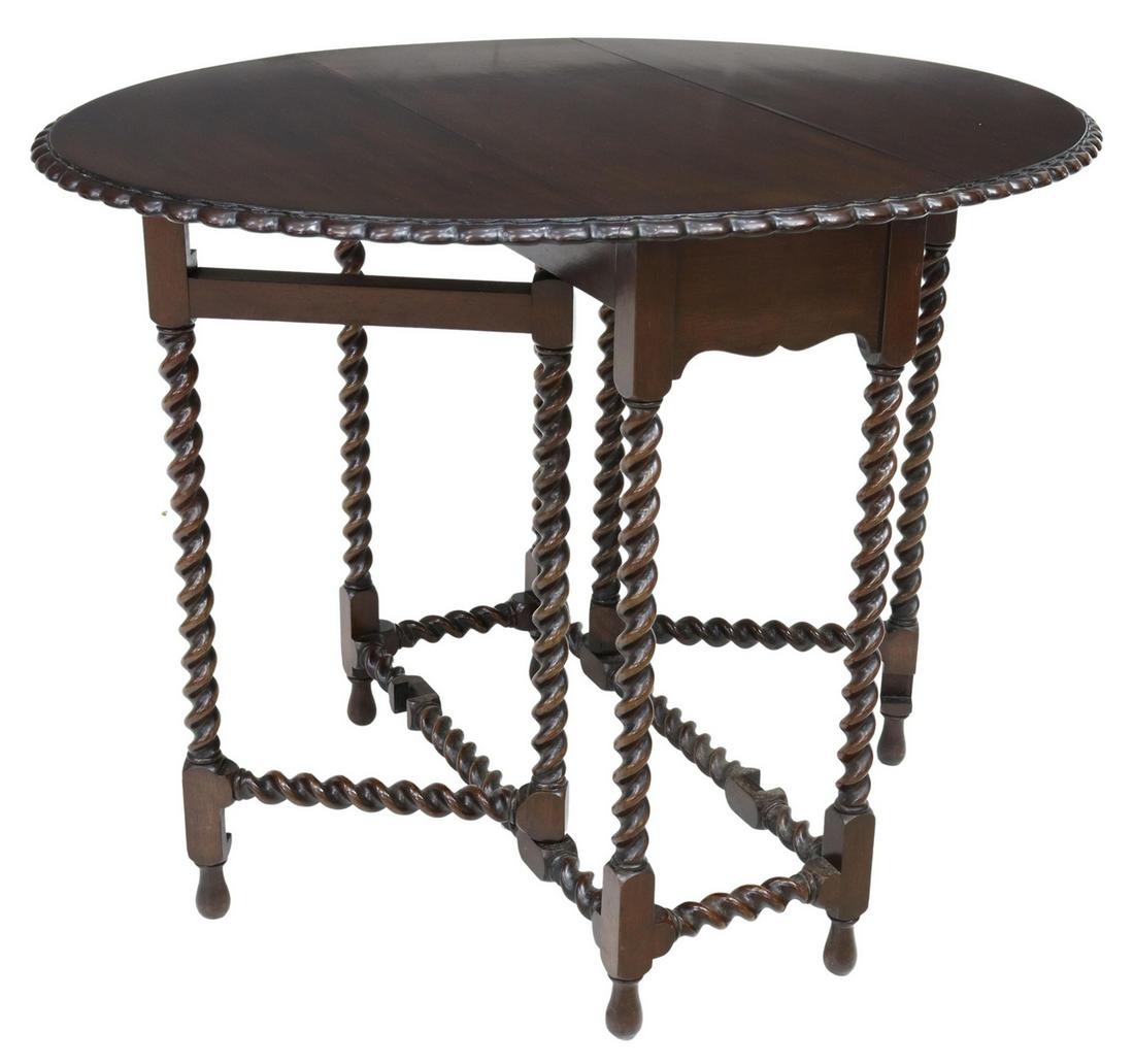 ENGLISH MAHOGANY BARLEY TWIST DROP-LEAF TABLE (1 of 4)