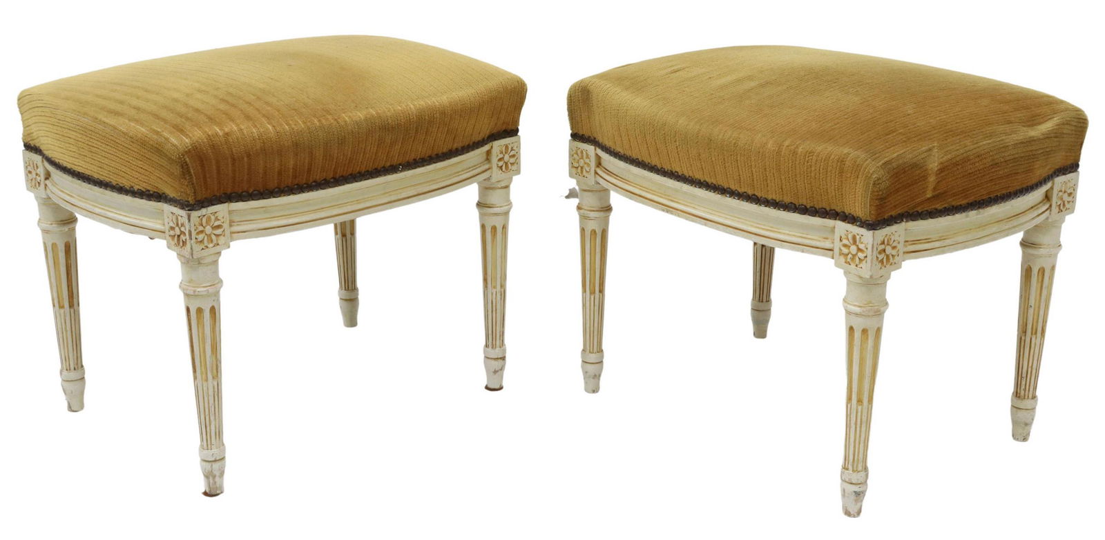 (2) FRENCH LOUIS XVI STYLE UPHOLSTERED STOOLS (1 of 2)