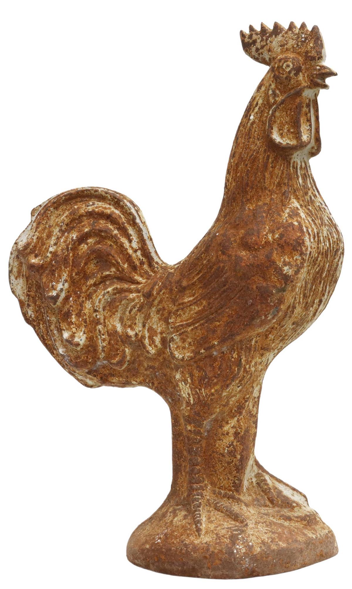 LIFE-SIZE CAST IRON ROOSTER GARDEN STATUE, 22.5"H (1 of 6)