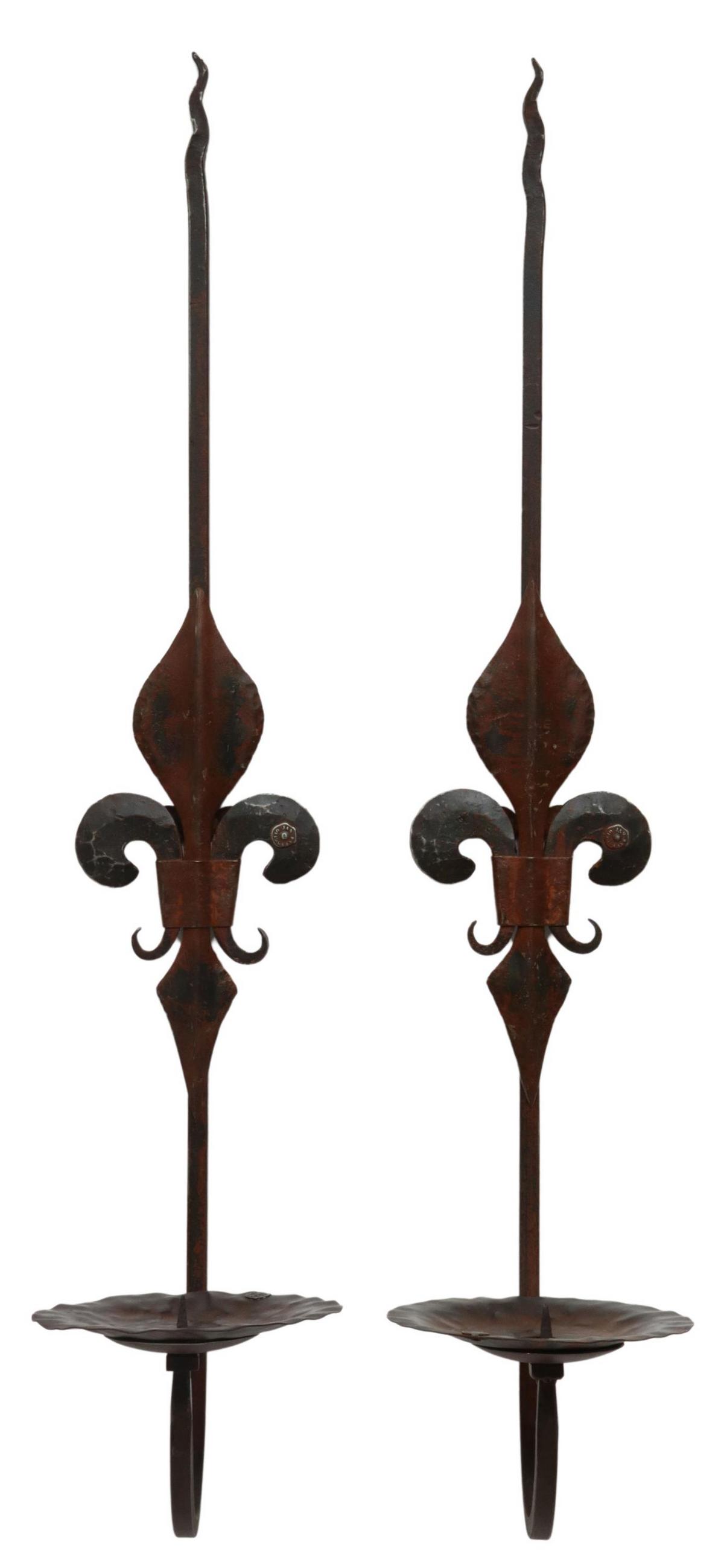2) JAN BARBOGLIO WROUGHT IRON FLEUR DE LIS SCONCES (1 of 2)