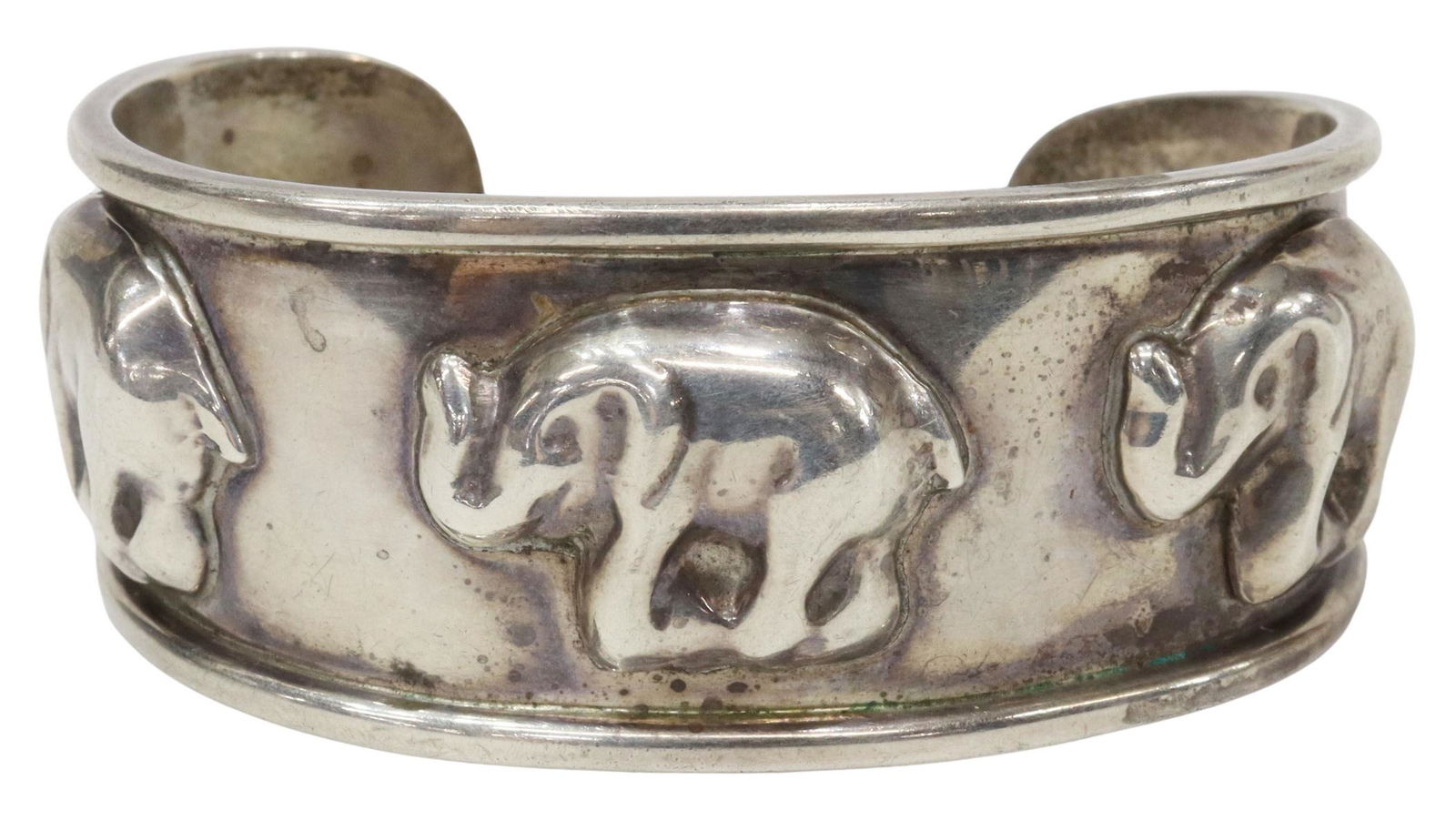 TAXCO MEXICO STERLING ELEPHANT CUFF BRACELET (1 of 5)