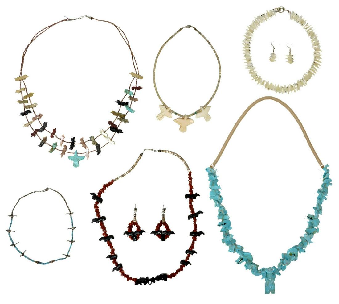 (8) NATIVE AMERICAN & STYLE SHELL FETISH JEWELRY (1 of 2)