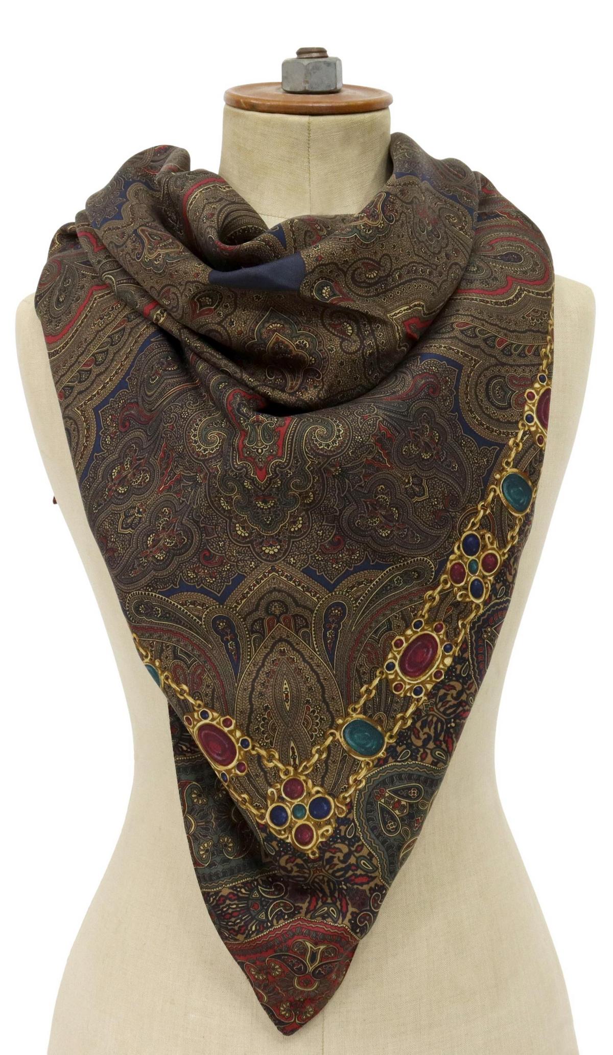 CHANEL PAISLEY & JEWEL SILK & WOOL SCARF (1 of 4)