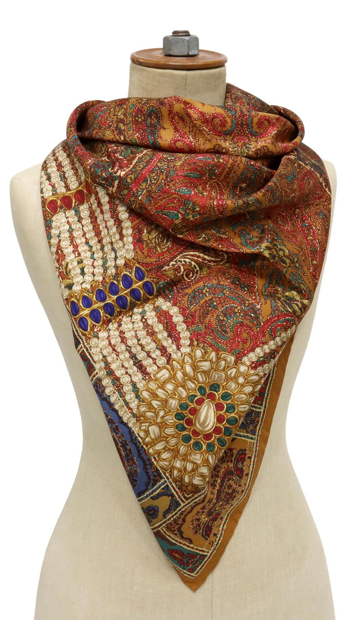 CHANEL PAISLEY & JEWEL SILK SCARF (1 of 3)