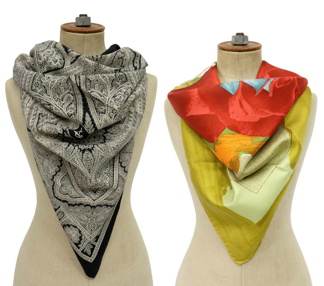 (2) DESIGNER CHRISTIAN LACROIX & YSL SILK SCARVES (1 of 5)