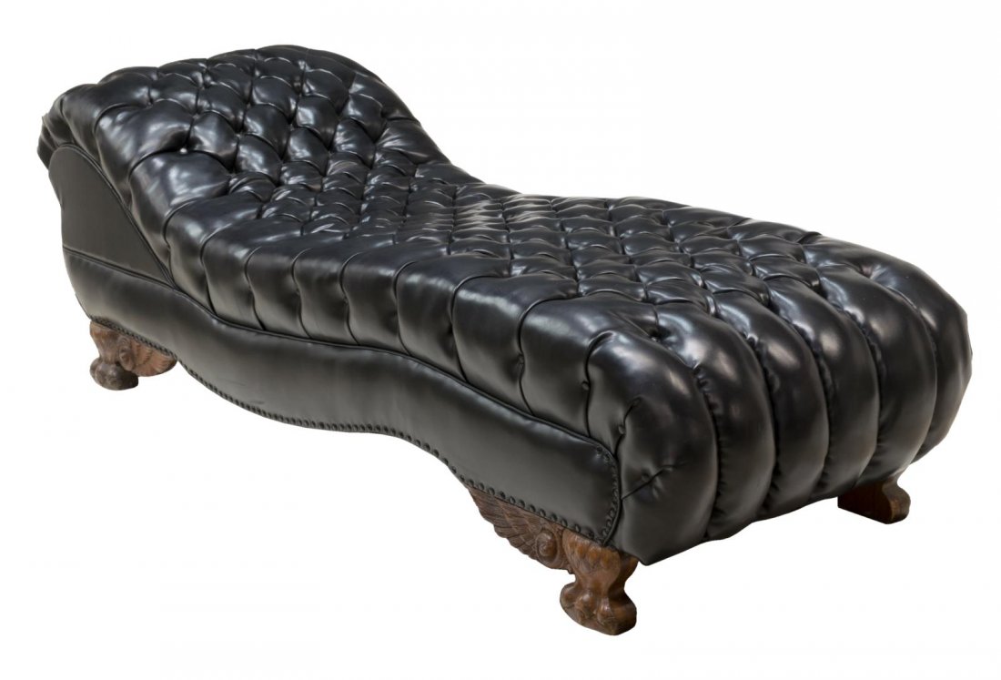 LATE VICTORIAN TUFTED CHAISE LOUNGE FAINTING SOFA (1 of 3)