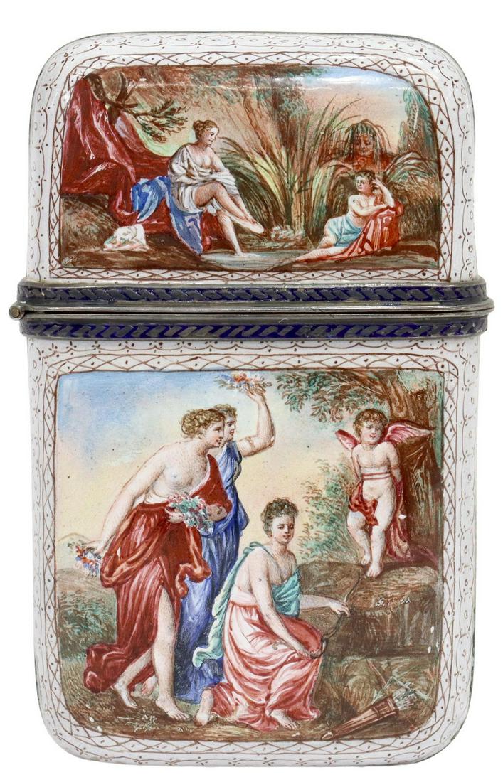 FINE FRENCH NEOCLASSICAL ENAMELED CARD/ VESTA CASE (1 of 5)