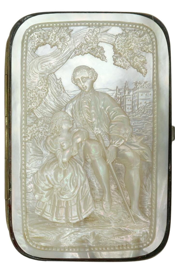CARVED MOTHER OF PEARL COIN PURSE, 19TH C. (1 of 5)