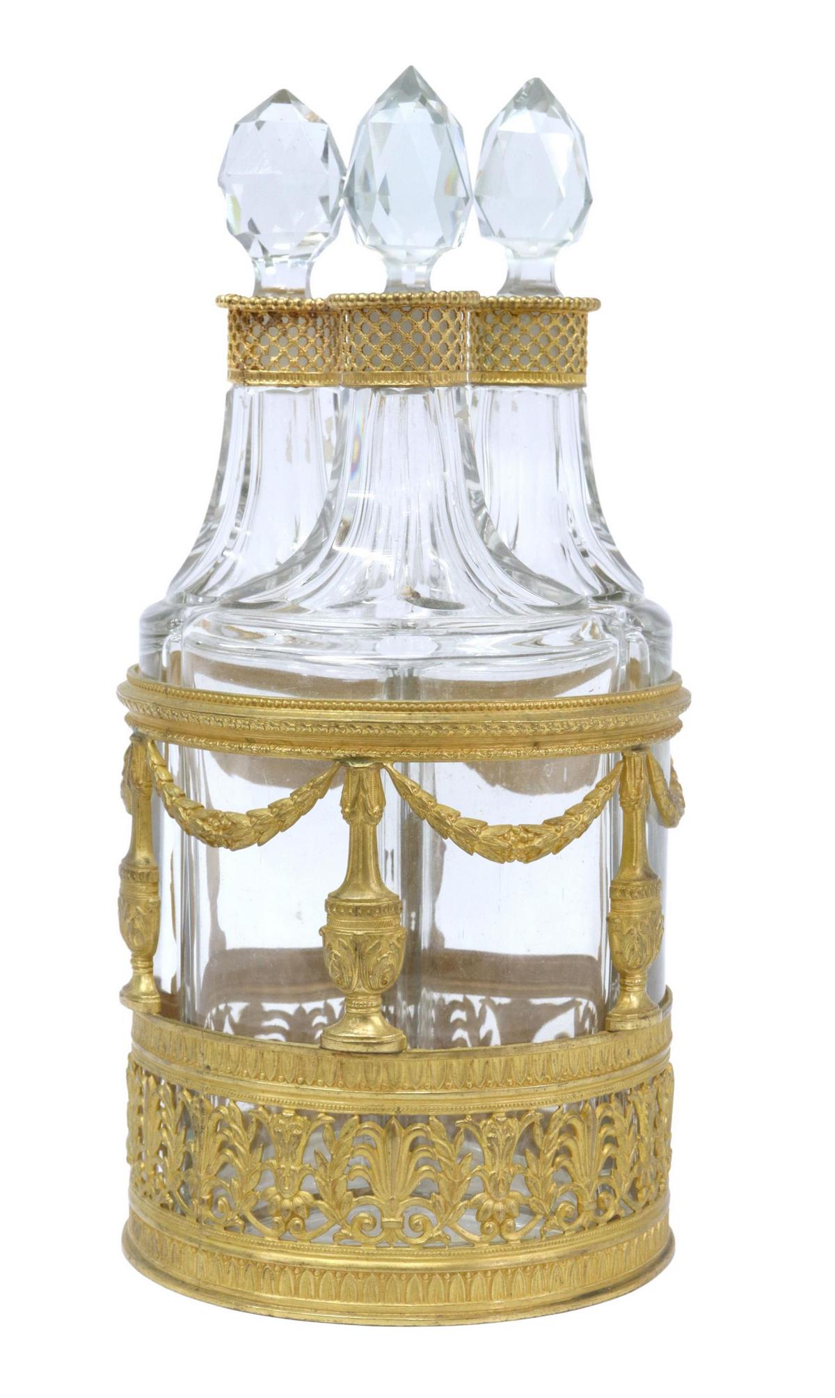 FRENCH EMPIRE STYLE BRONZE DORE DRESSER BOTTLE SET (1 of 3)