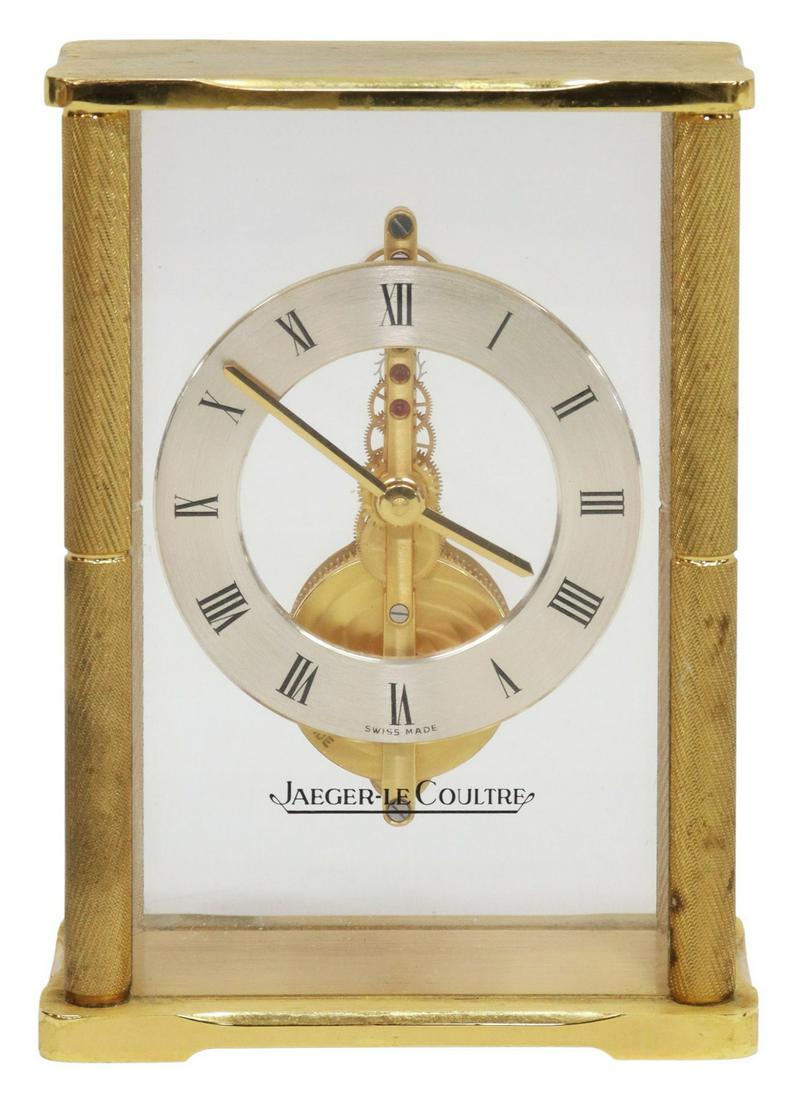 SWISS JAEGER LeCOULTRE BRASS SKELETONISED CLOCK (1 of 2)