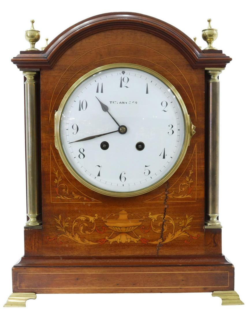 TIFFANY & CO. MAHOGANY CASED MANTEL SHELF CLOCK (1 of 7)