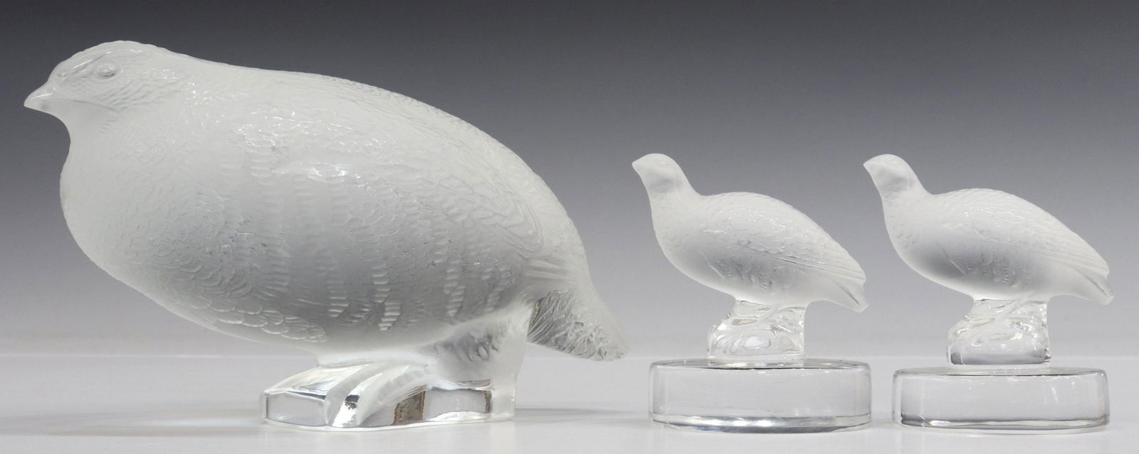 (3) LALIQUE FROSTED ART CRYSTAL PARTRIDGE QUAILS (1 of 5)