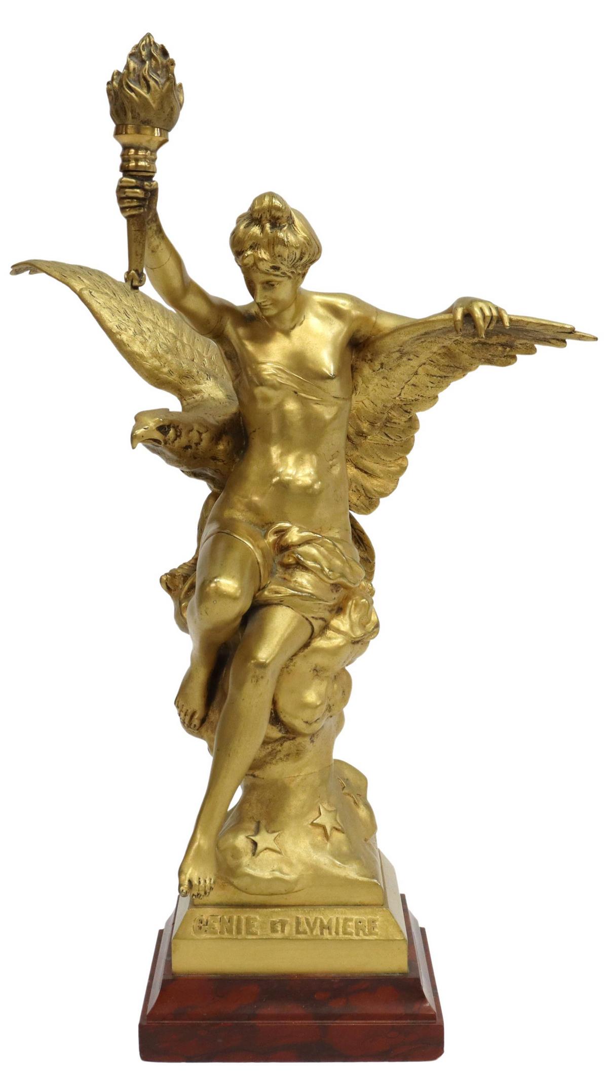 E. PICAULT (1833-1915) 'GENIE ET LUMIERE' BRONZE (1 of 7)