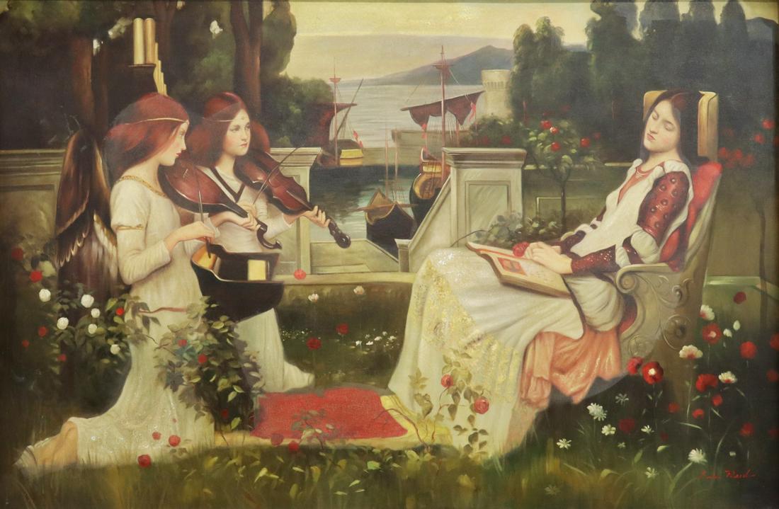 MONUMENTAL PAINTING AFTER WATERHOUSE, 48" X 72" (1 of 4)