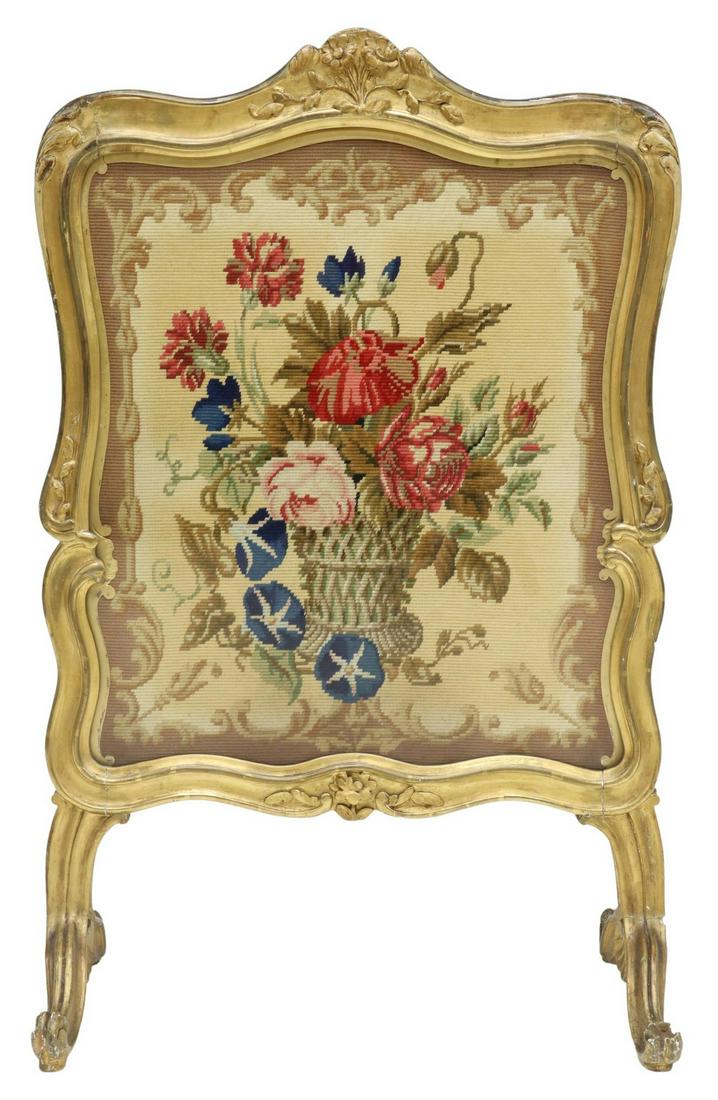 LOUIS XV STYLE GILTWOOD NEEDLEPOINT FIRESCREEN (1 of 2)