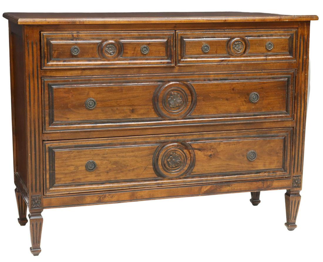 ITALIAN NEOCLASSICAL WALNUT FOUR-DRAWER COMMODE (1 of 5)