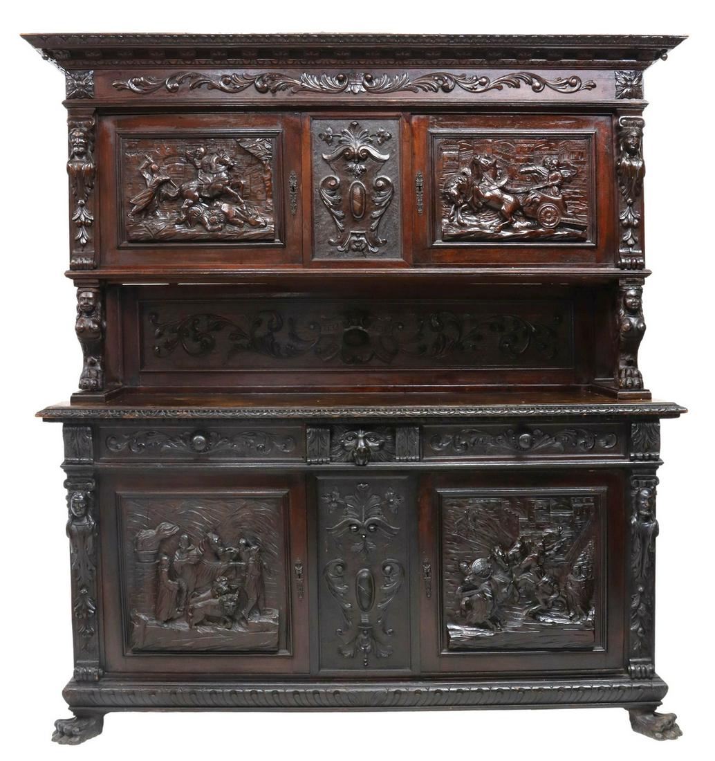 ITALIAN RENAISSANCE REVIVAL WELL-CARVED SIDEBOARD (1 of 6)