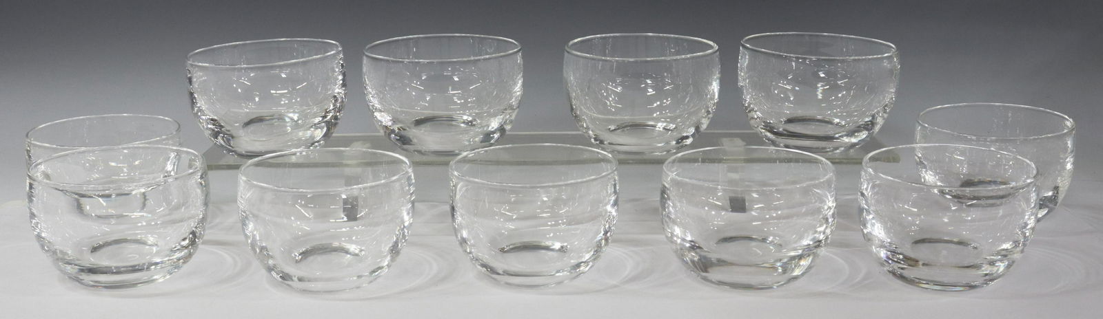 (11) STEUBEN COLORLESS LEADED ART GLASS BOWLS (1 of 2)