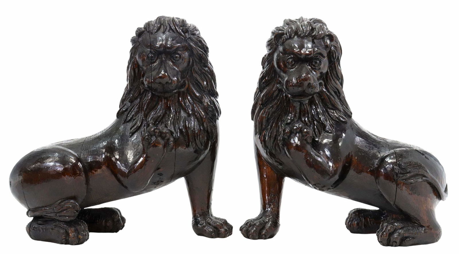 (2) CARVED OAK LION GARNITURES/ ARCHITECTURALS (1 of 2)