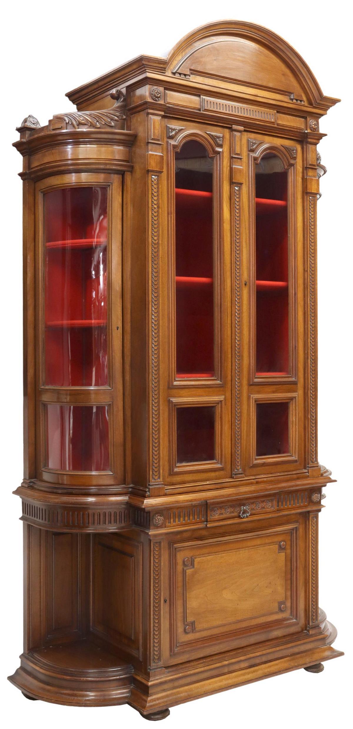 FRENCH WALNUT BONNET TOP GLAZED BOOKCASE (1 of 5)