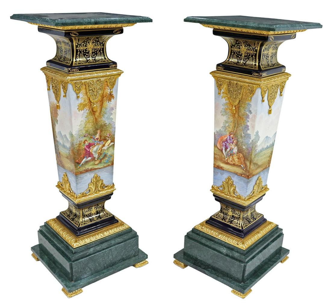 2) SEVRES STYLE ORMOLU-MOUNTED PORCELAIN PEDESTAL (1 of 6)