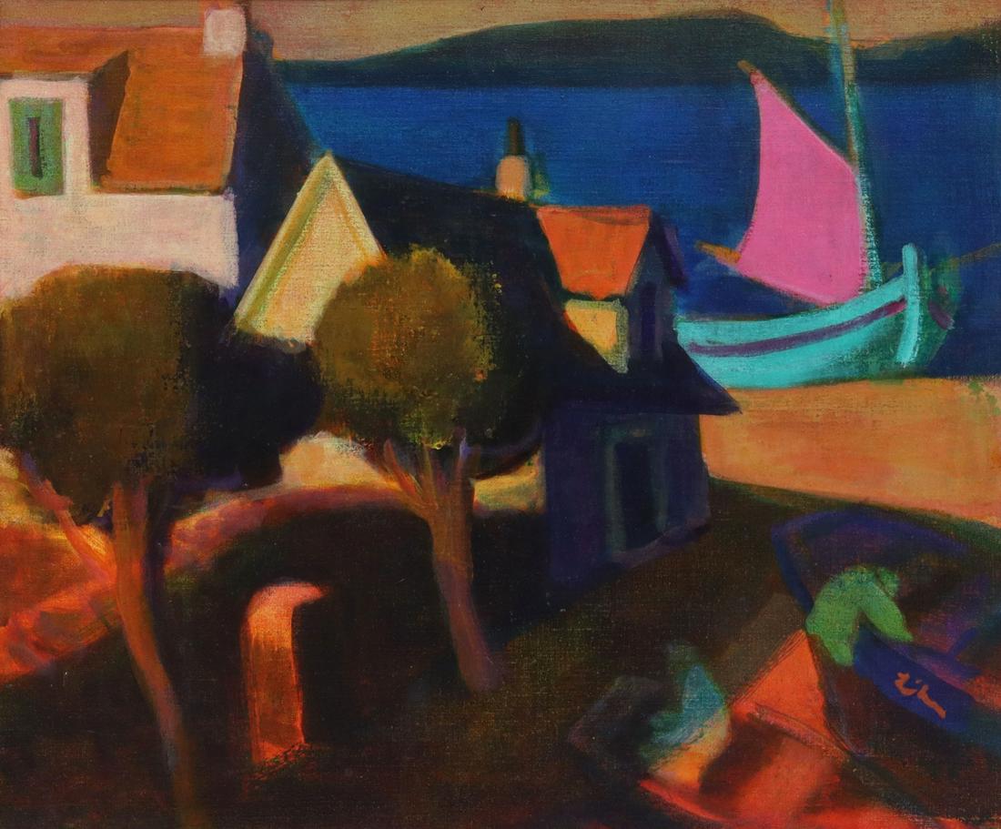 GUSTAV LIKAN (1912-1998) FISHING VILLAGE SCENE (1 of 4)