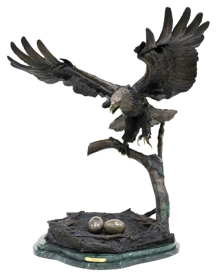ED CHOPE BRONZE BALD EAGLE NEST SCULPTURE (1 of 4)