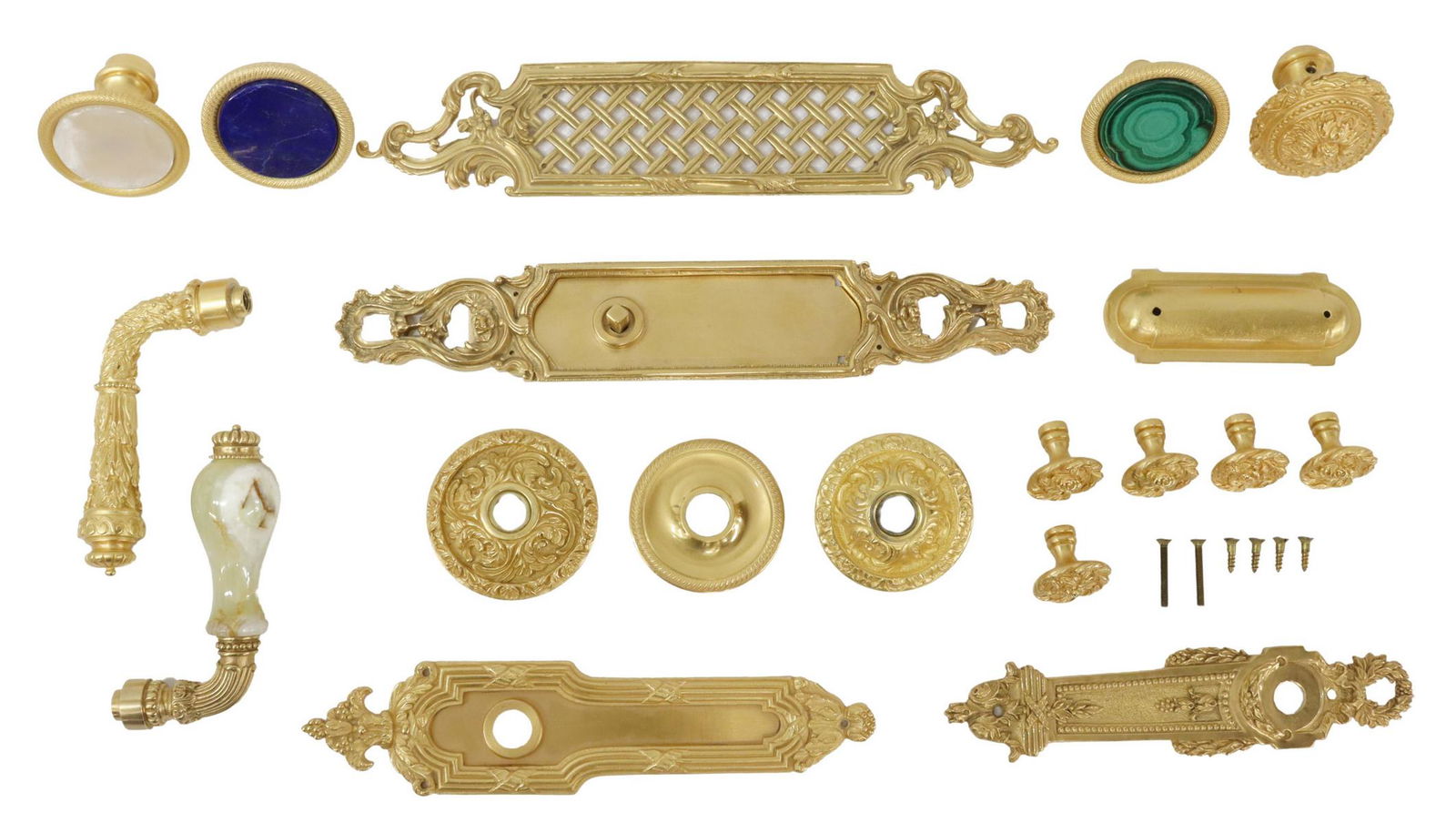 (LOT) SHERLE WAGNER GILT & STONE DOOR HARDWARE (1 of 2)