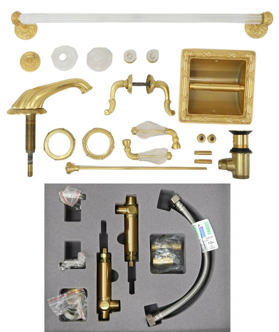 (LOT) SHERLE WAGNER GILT & ROCK CRYSTAL BATH SET (1 of 5)