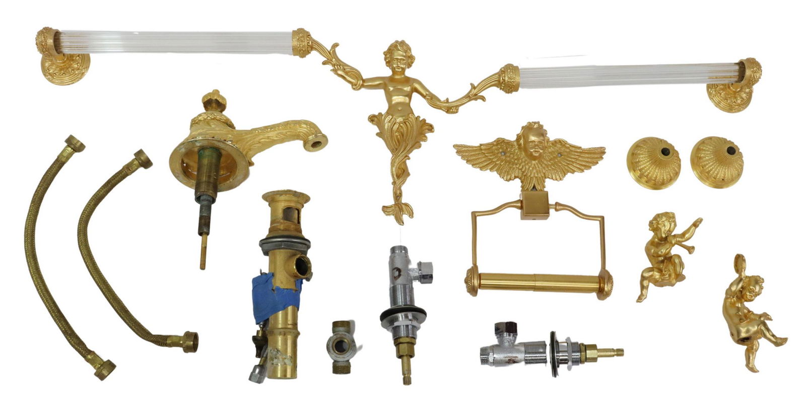 (LOT) SHERLE WAGNER GILT CHERUB BATHROOM SET (1 of 2)