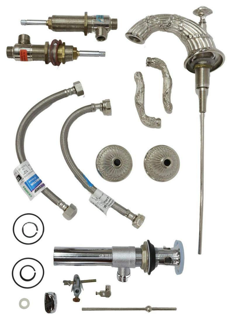 (LOT) SHERLE WAGNER POLISHED NICKEL FAUCET SET (1 of 1)