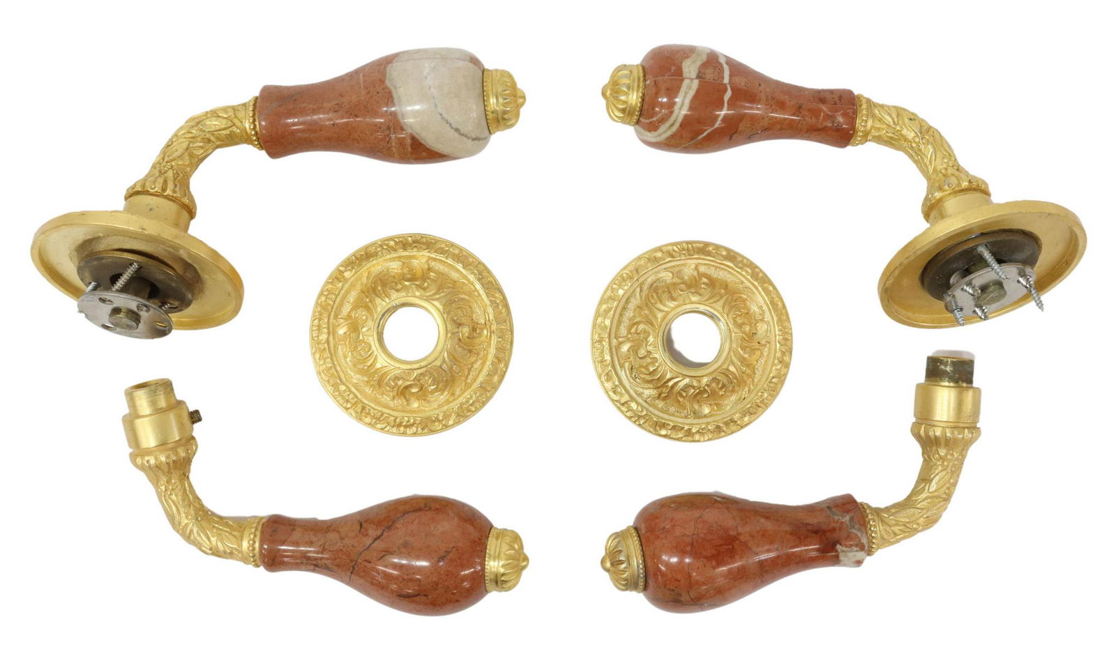 (2) SHERLE WAGNER GILT BRASS & MARBLE DOOR LEVERS (1 of 1)