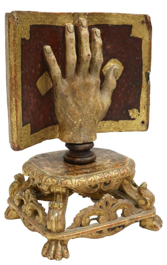 ITALIAN RELIGIOUS CARVED ALTARPIECE HAND OF GOD (1 of 6)