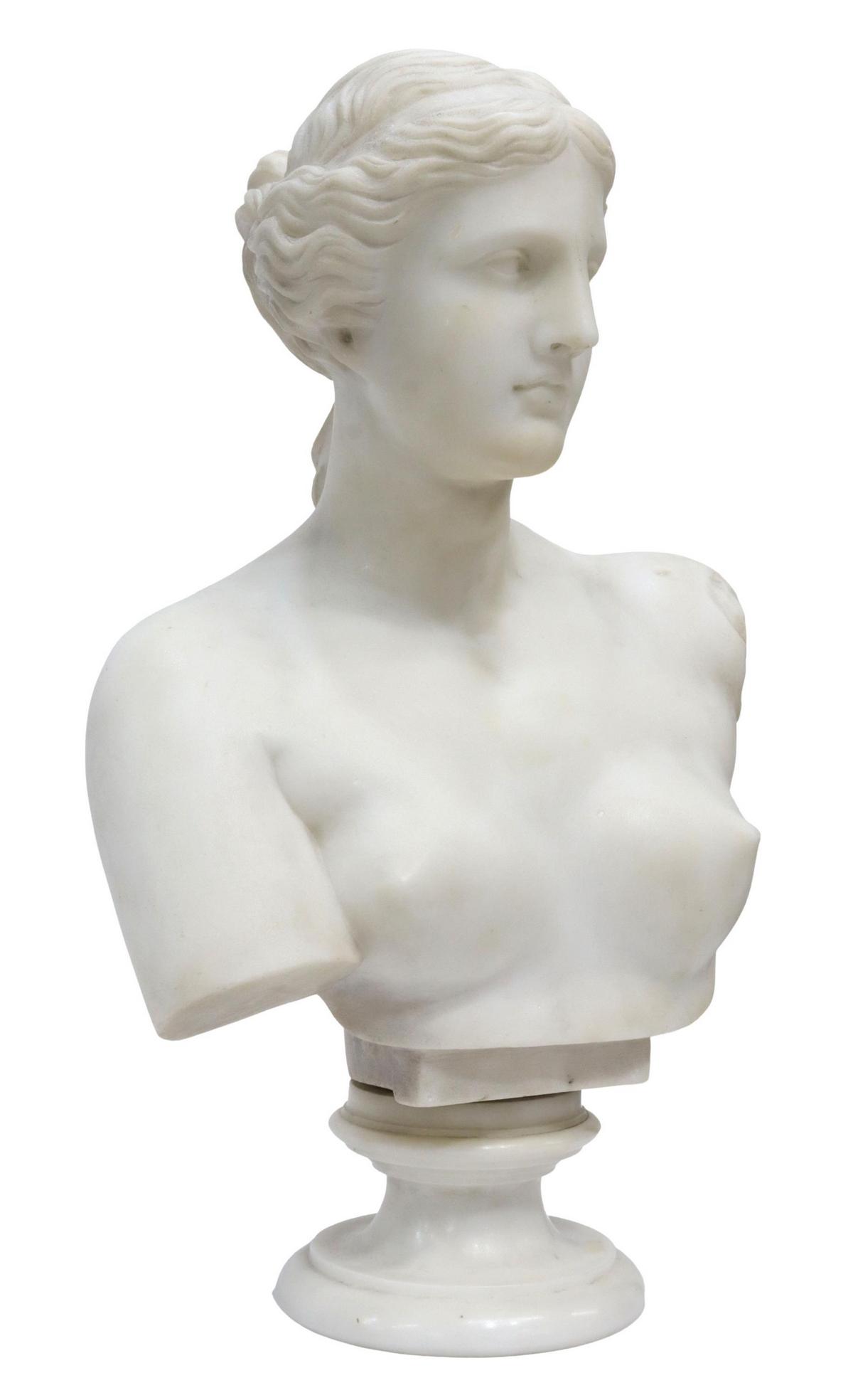 NEOCLASSICAL CARVED MARBLE VENUS DE MILO BUST (1 of 3)